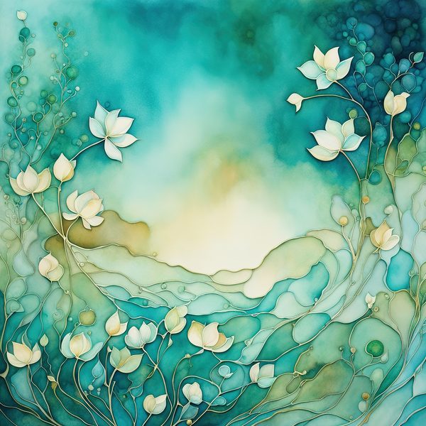 Turquoise Floral Digital Paper Set: Gold Foil Boho Art (10 JPGs) — image 13