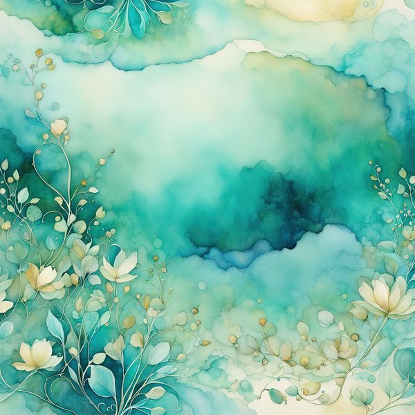 Turquoise Floral Digital Paper Set: Gold Foil Boho Art (10 JPGs) — image 14