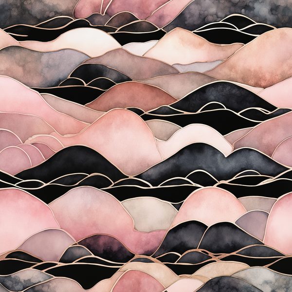 Blush & Black Floral Digital Paper Set: Gold Foil, Bohemian (10 JPGs Commercial Use) — image 4