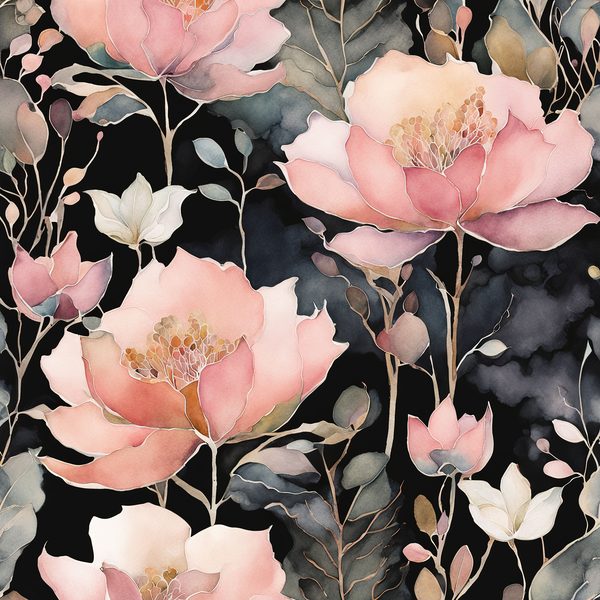Blush & Black Floral Digital Paper Set: Gold Foil, Bohemian (10 JPGs Commercial Use) — image 6