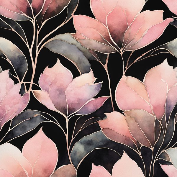 Blush & Black Floral Digital Paper Set: Gold Foil, Bohemian (10 JPGs Commercial Use) — image 10