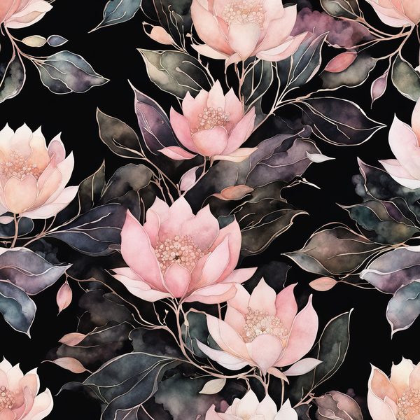 Blush & Black Floral Digital Paper Set: Gold Foil, Bohemian (10 JPGs Commercial Use) — image 11