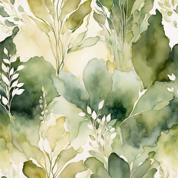 Watercolor Floral Digital Paper: Olive Green & Cream (Commercial Use) — image 5