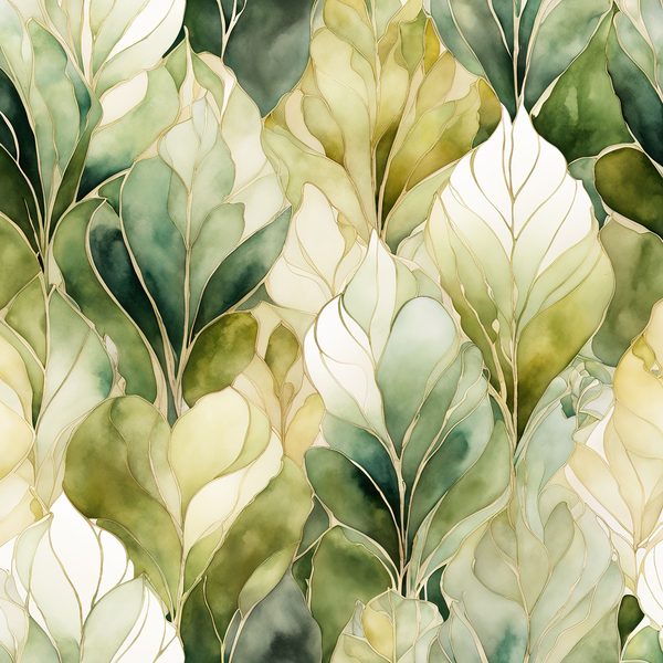 Watercolor Floral Digital Paper: Olive Green & Cream (Commercial Use) — image 6