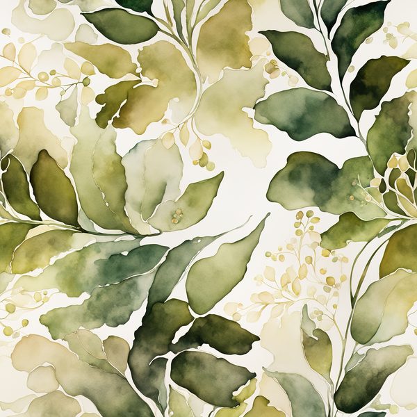 Watercolor Floral Digital Paper: Olive Green & Cream (Commercial Use) — image 8