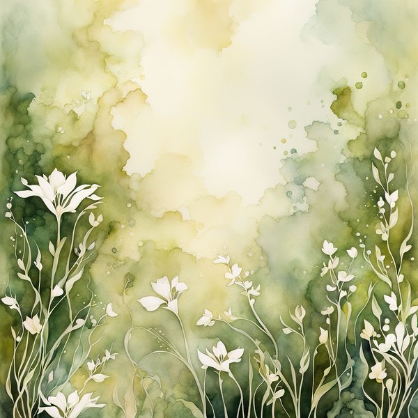 Watercolor Floral Digital Paper: Olive Green & Cream (Commercial Use) — image 10