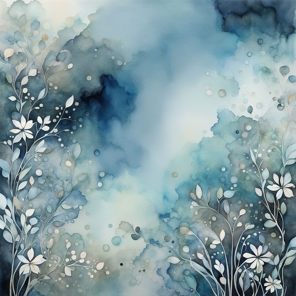 Dusty Blue Watercolor Landscape Digital Paper Pack (10 JPG) — image 1