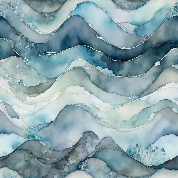 Dusty Blue Watercolor Landscape Digital Paper Pack (10 JPG) — image 2