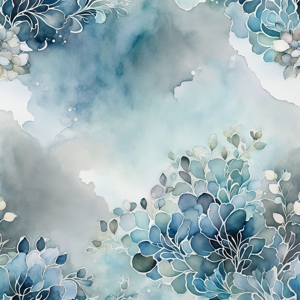 Dusty Blue Watercolor Landscape Digital Paper Pack (10 JPG) — image 3