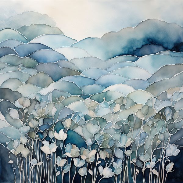 Dusty Blue Watercolor Landscape Digital Paper Pack (10 JPG) — image 4