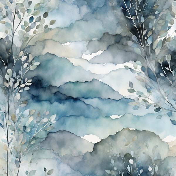 Dusty Blue Watercolor Landscape Digital Paper Pack (10 JPG) — image 7