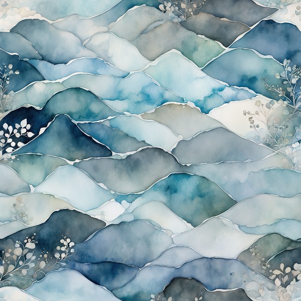 Dusty Blue Watercolor Landscape Digital Paper Pack (10 JPG) — image 8