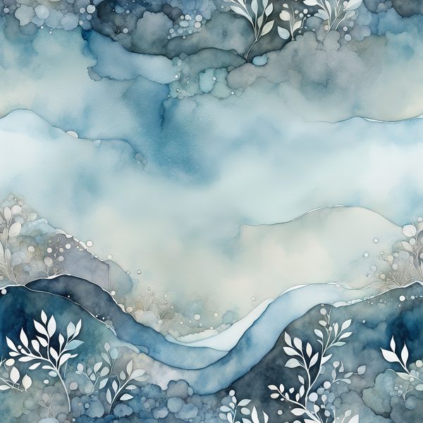Dusty Blue Watercolor Landscape Digital Paper Pack (10 JPG) — image 9