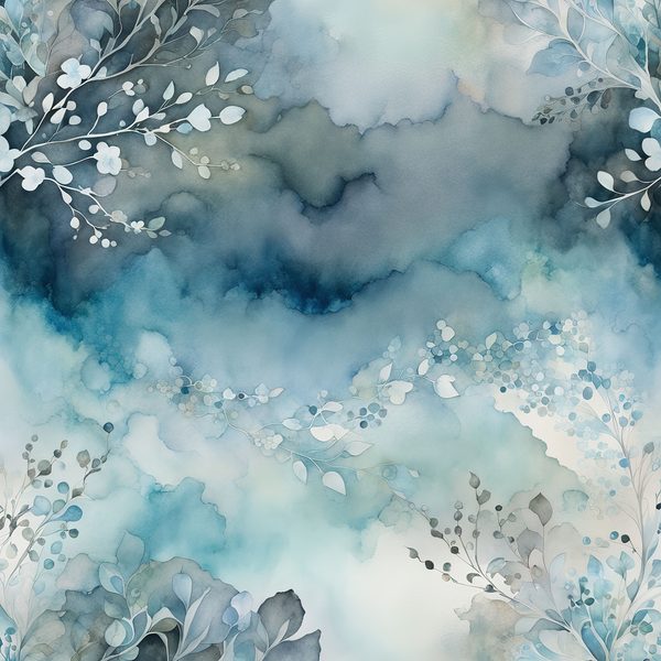 Dusty Blue Watercolor Landscape Digital Paper Pack (10 JPG) — image 11