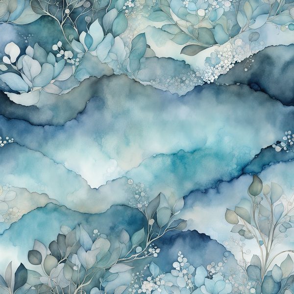 Dusty Blue Watercolor Landscape Digital Paper Pack (10 JPG) — image 12