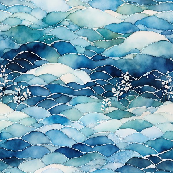 Blue Abstract Floral Digital Paper Set: Bohemian Sky JPGs (Commercial Use) — image 4