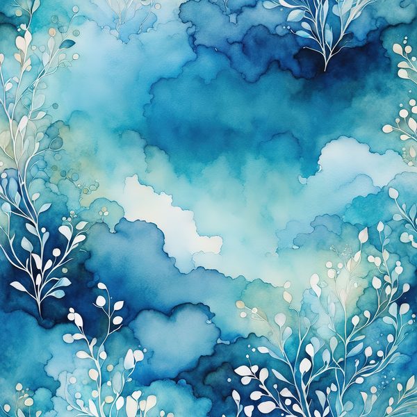 Blue Abstract Floral Digital Paper Set: Bohemian Sky JPGs (Commercial Use) — image 5
