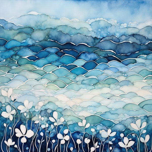 Blue Abstract Floral Digital Paper Set: Bohemian Sky JPGs (Commercial Use) — image 7