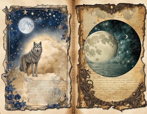 Wolves and Fairies Watercolor Digital Paper Kit: Printable Papers, Cards, Tags, Ephemera — image 1