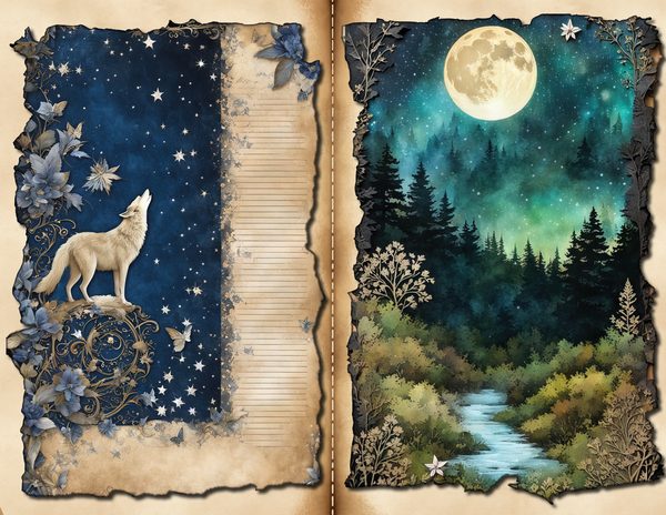 Wolves and Fairies Watercolor Digital Paper Kit: Printable Papers, Cards, Tags, Ephemera — image 3