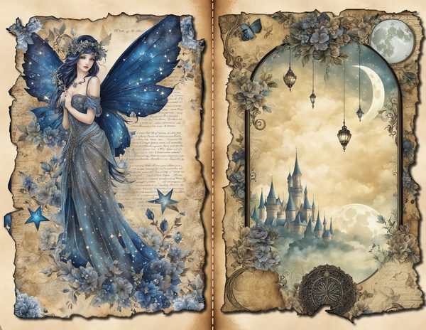 Wolves and Fairies Watercolor Digital Paper Kit: Printable Papers, Cards, Tags, Ephemera — image 5