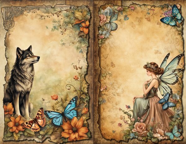 Wolves and Fairies Watercolor Digital Paper Kit: Printable Papers, Cards, Tags, Ephemera — image 6