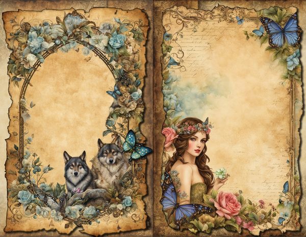 Wolves and Fairies Watercolor Digital Paper Kit: Printable Papers, Cards, Tags, Ephemera — image 7