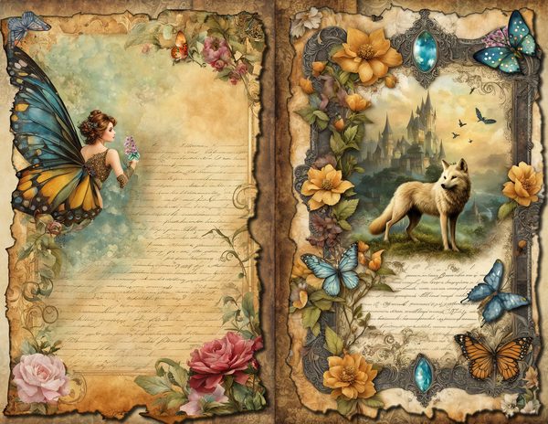 Wolves and Fairies Watercolor Digital Paper Kit: Printable Papers, Cards, Tags, Ephemera — image 9