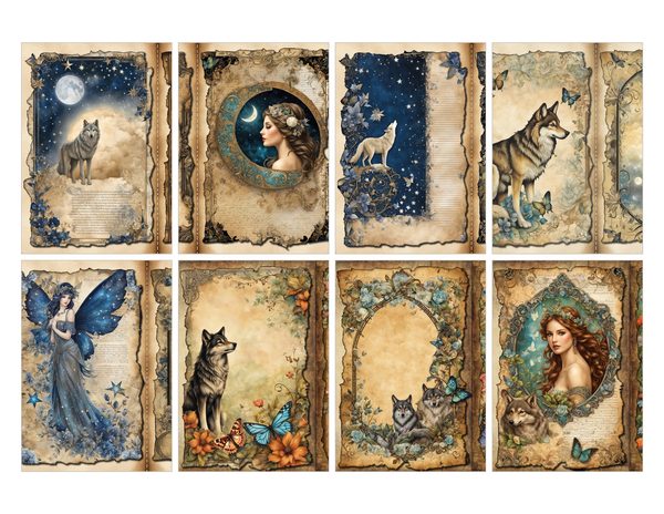 Wolves and Fairies Watercolor Digital Paper Kit: Printable Papers, Cards, Tags, Ephemera — image 26