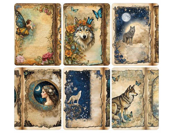 Wolves and Fairies Watercolor Digital Paper Kit: Printable Papers, Cards, Tags, Ephemera — image 28