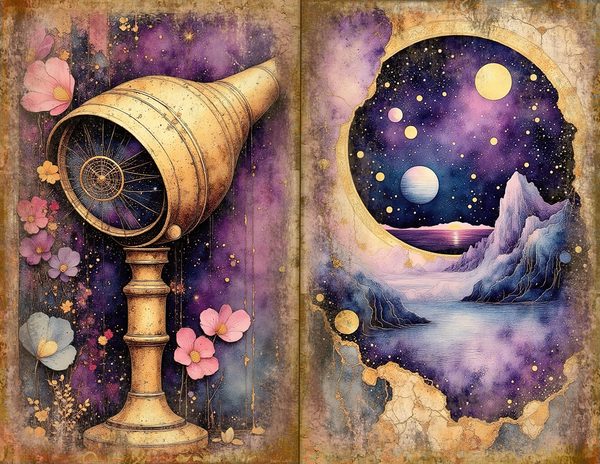 Cosmos Nebula Junk Journal Spreads: Celestial Scrapbook Paper (Digital Download) — image 25