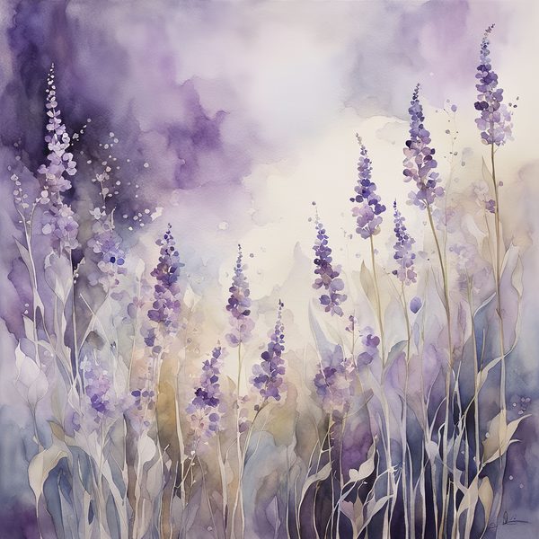 Lavender Watercolor Digital Paper: Abstract Floral Art (10 JPGs) — image 3