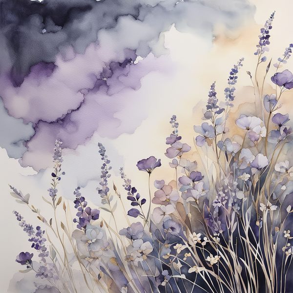 Lavender Watercolor Digital Paper: Abstract Floral Art (10 JPGs) — image 5