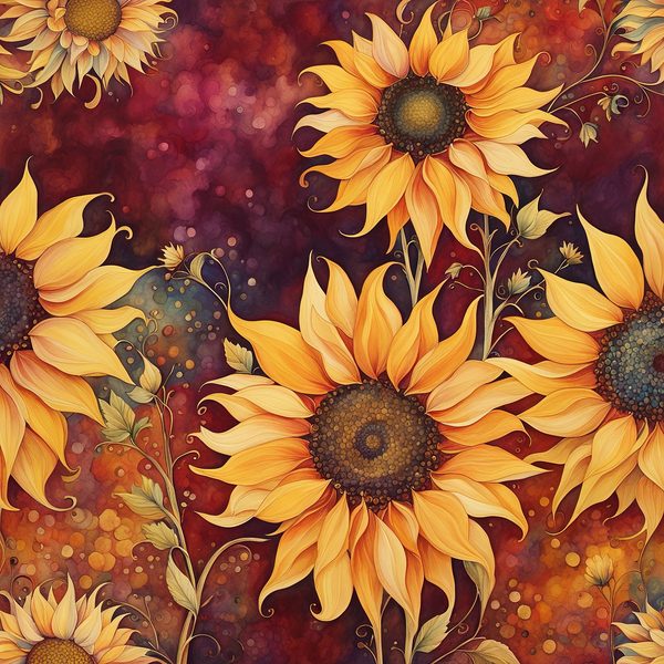 Sunflower Ombre Digital Paper Set: Burgundy Sunset Art (10 JPGs) — image 1