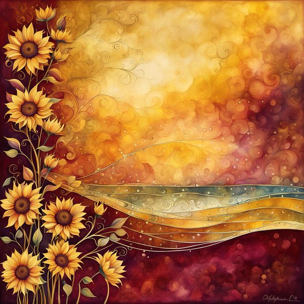 Sunflower Ombre Digital Paper Set: Burgundy Sunset Art (10 JPGs) — image 2