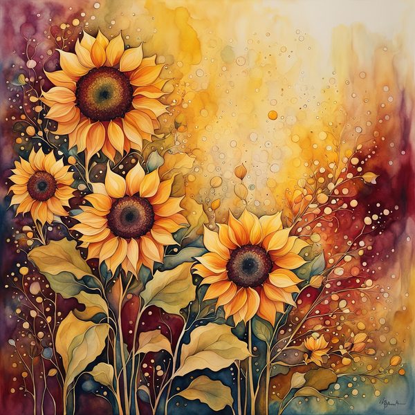 Sunflower Ombre Digital Paper Set: Burgundy Sunset Art (10 JPGs) — image 3