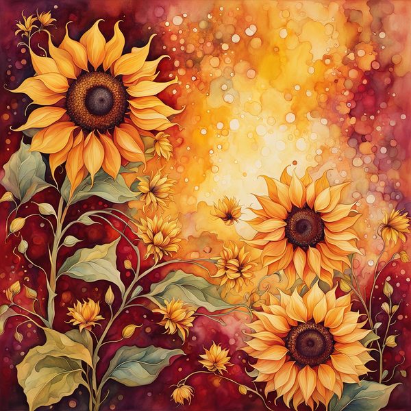 Sunflower Ombre Digital Paper Set: Burgundy Sunset Art (10 JPGs) — image 5