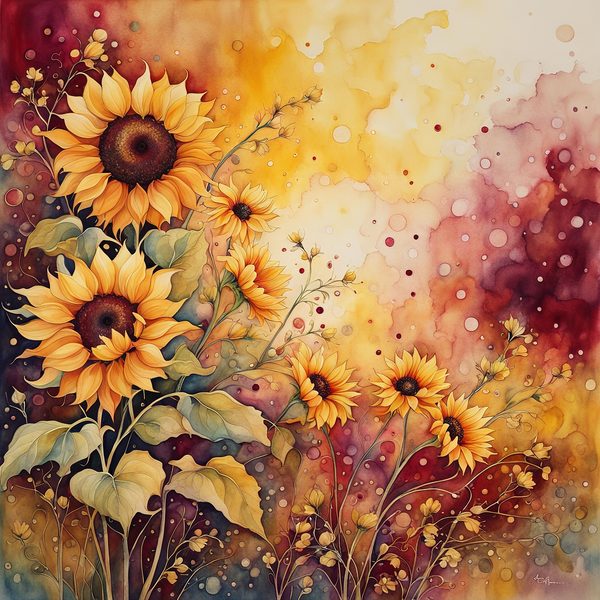Sunflower Ombre Digital Paper Set: Burgundy Sunset Art (10 JPGs) — image 6