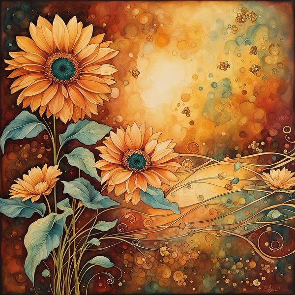 Sunflower Ombre Digital Paper Set: Burgundy Sunset Art (10 JPGs) — image 7