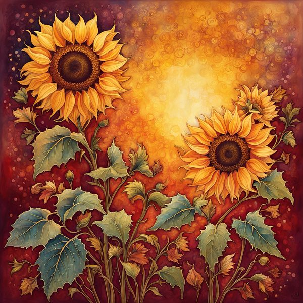 Sunflower Ombre Digital Paper Set: Burgundy Sunset Art (10 JPGs) — image 9