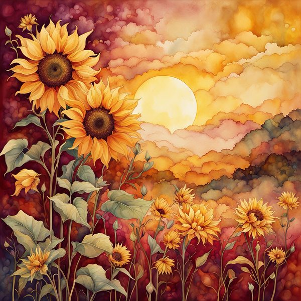 Sunflower Ombre Digital Paper Set: Burgundy Sunset Art (10 JPGs) — image 10