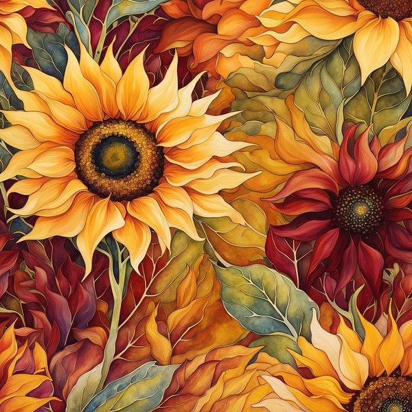 Sunflower Ombre Digital Paper Set: Burgundy Sunset Art (10 JPGs) — image 11