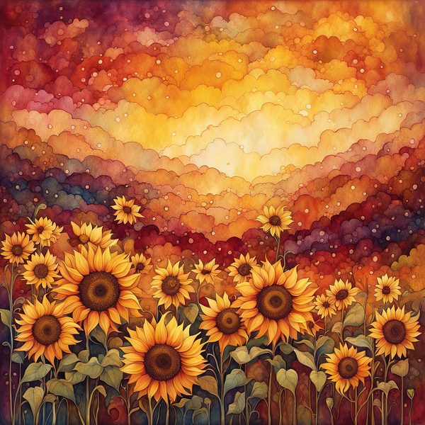 Sunflower Ombre Digital Paper Set: Burgundy Sunset Art (10 JPGs) — image 13