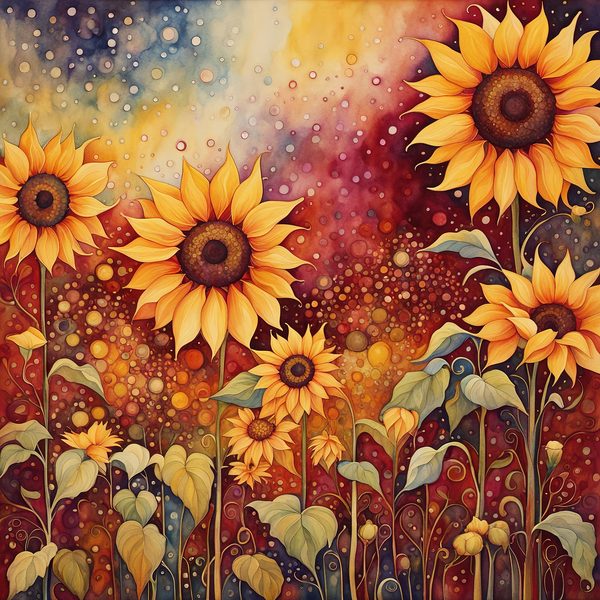 Sunflower Ombre Digital Paper Set: Burgundy Sunset Art (10 JPGs) — image 14