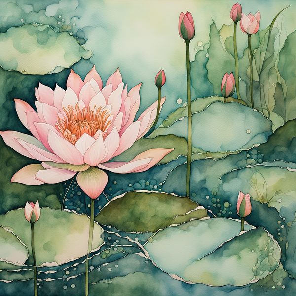 Waterlily Digital Paper Set: Rose & Sage Watercolor Backgrounds (10 JPGs) — image 1
