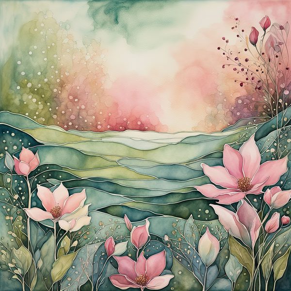 Waterlily Digital Paper Set: Rose & Sage Watercolor Backgrounds (10 JPGs) — image 3