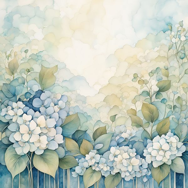 Watercolor Hydrangea Digital Paper Set: Baby Blue Floral Art (10 JPGs, Commercial Use) — image 1