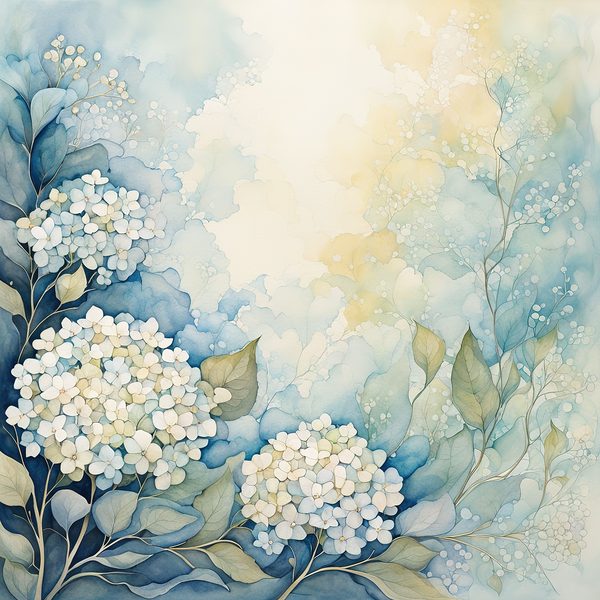 Watercolor Hydrangea Digital Paper Set: Baby Blue Floral Art (10 JPGs, Commercial Use) — image 2
