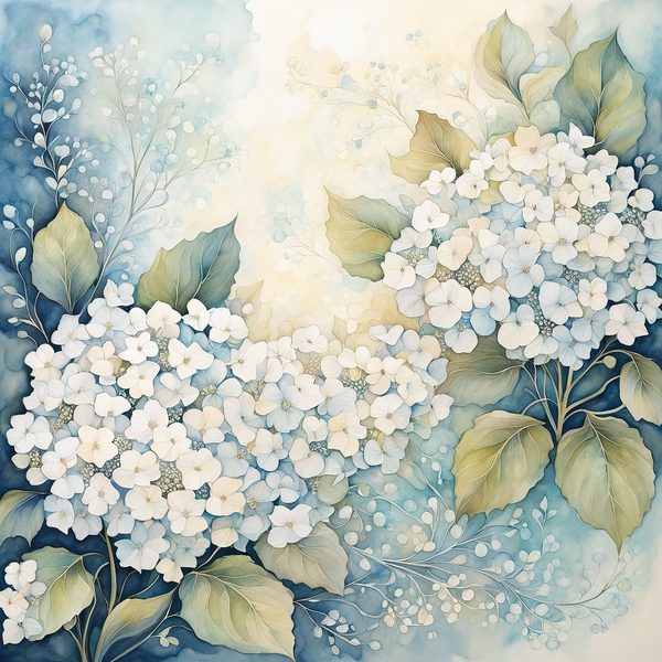 Watercolor Hydrangea Digital Paper Set: Baby Blue Floral Art (10 JPGs, Commercial Use) — image 3