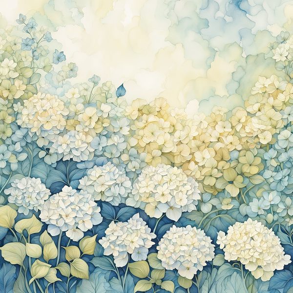Watercolor Hydrangea Digital Paper Set: Baby Blue Floral Art (10 JPGs, Commercial Use) — image 12